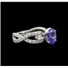 Image 2 : 1.45ct Tanzanite and Diamond Ring - Platinum