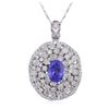 Image 2 : 14KT White Gold 2.27ct Tanzanite and Diamond Pendant With Chain