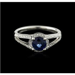 18KT White Gold 0.98ct Sapphire and Diamond Ring