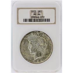 1922 NGC MS64 Peace Silver Dollar