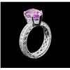 Image 3 : 3.17ct Kunzite and Diamond Ring - 14KT White Gold