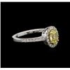 Image 2 : 1.03ctw Yellow Diamond Ring - 14KT White Gold