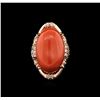 Image 1 : 14KT Rose Gold 16.11ct Pink Coral and Diamond Ring