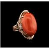 Image 2 : 14KT Rose Gold 16.11ct Pink Coral and Diamond Ring