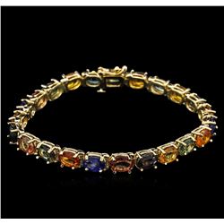 22.10ctw Multi Color Sapphire Bracelet - 14KT Yellow Gold