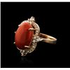 Image 2 : 14KT Rose Gold 9.76ct Coral and Diamond Ring