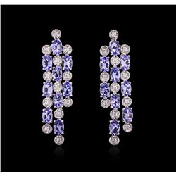 14KT White Gold 3.78ctw Tanzanite and Diamond Earrings