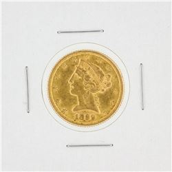 1899-S $5 AU Liberty Head Half Eagle Gold Coin