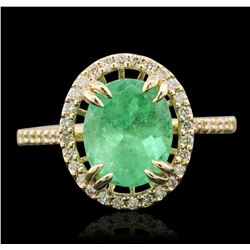 14KT Yellow Gold 2.97ct Emerald and Diamond Ring