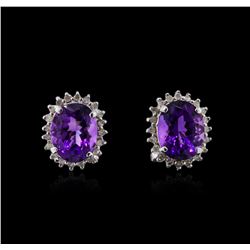 14KT White Gold 3.42ctw Amethyst and Diamond Earrings