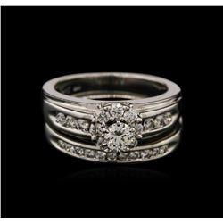 0.73ctw Diamond Wedding Ring Set - 14KT White Gold