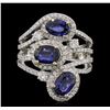 Image 1 : 14KT White Gold 2.64ctw Sapphire and Diamond Ring