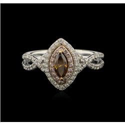 0.77ctw Brown Diamond Ring - 14KT Two-Tone Gold