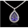 Image 1 : 14KT White Gold 11.55ct GIA Certified Tanzanite and Diamond Necklace