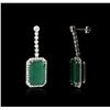 Image 2 : 14KT White Gold GIA Certified 30.46ctw Emerald and Diamond Earrings
