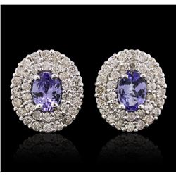 14KT White Gold 1.40ctw Tanzanite and Diamond Earrings