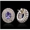 Image 2 : 14KT White Gold 1.40ctw Tanzanite and Diamond Earrings