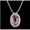Image 1 : 14KT White Gold 71.43ct Kunzite and Diamond Necklace