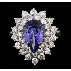 14KT White Gold 3.69ct Tanzanite and Diamond Ring