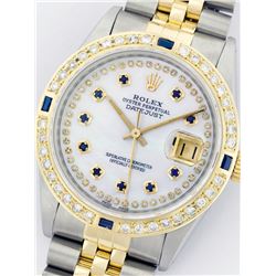 Rolex Two-Tone Diamond and Sapphire DateJust Men's Watch