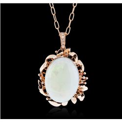 14KT Rose Gold 15.31ct Opal and Diamond Pendant With Chain