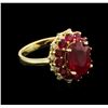 Image 2 : 5.19ctw Ruby and Diamond Ring - 14KT Yellow Gold