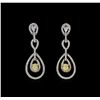 Image 1 : 1.94ctw Fancy Yellow Diamond Earrings - 18KT Two-Tone Gold
