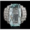 Image 1 : 14KT White Gold GIA Certified 15.62ct Aquamarine and Diamond Ring