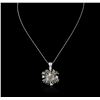 Image 2 : 14KT White Gold 2.52ctw Tourmaline and Diamond Pendant With Chain