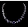 Image 1 : 14KT White Gold 85.76ctw Sapphire Necklace