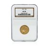Image 1 : 1911 NGC AU58 $5 Indian Head Half Eagle Gold Coin