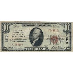 1929 $10 Dollar Chase National Bank of New York National Currency