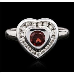 14KT White Gold 0.50ct Garnet and Diamond Ring