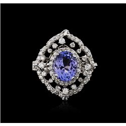 14KT White Gold 2.84ct Tanzanite and Diamond Ring