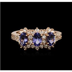 14KT Rose Gold 1.32ctw Tanzanite and Diamond Ring