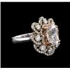 Image 2 : GIA Certified 4.02ct White Sapphire and Diamond Ring - 14KT Two-Tone Gold