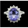 Image 1 : 14KT White Gold 4.37ct Tanzanite and Diamond Ring