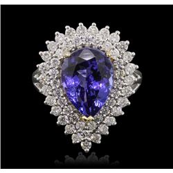 14KT White and Yellow Gold 6.89ct Tanzanite and Diamond Ring