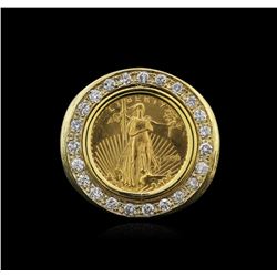 14KT Yellow Gold 0.30ctw Diamond Coin Ring