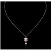 Image 2 : 18KT White Gold 0.15ctw Pink Sapphire and Diamond Pendant With Chain
