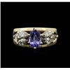 Image 1 : 1.02ct Tanzanite and Diamond Ring - 14KT Yellow Gold