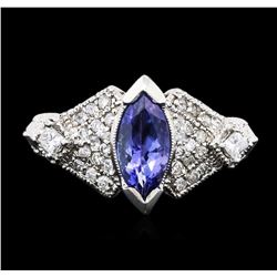 14KT White Gold 1.04ct Tanzanite and Diamond Ring