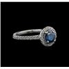 Image 2 : 0.90ctw Blue Diamond Ring - 14KT White Gold