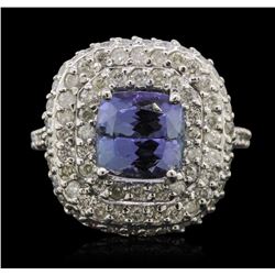 14KT White Gold 3.08ct Tanzanite and Diamond Ring