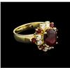 Image 2 : 3.65ctw Ruby and Diamond Ring - 14KT Yellow Gold