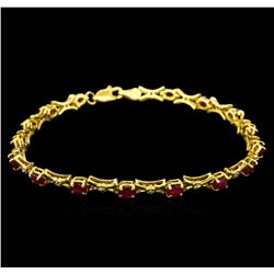 10KT Yellow Gold 3.50ctw Ruby and Diamond Bracelet