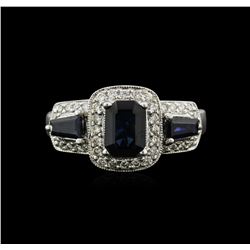 1.60ctw Sapphire and Diamond Ring - 14KT White Gold