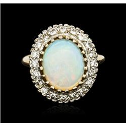 14KT Yellow Gold 2.50ct Opal and Diamond Ring