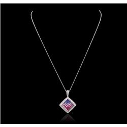 14KT White Gold 2.45ct Sapphire and Diamond Pendant With Chain