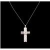Image 2 : 2.10ctw Diamond Cross Pendant With Chain - 14KT White Gold